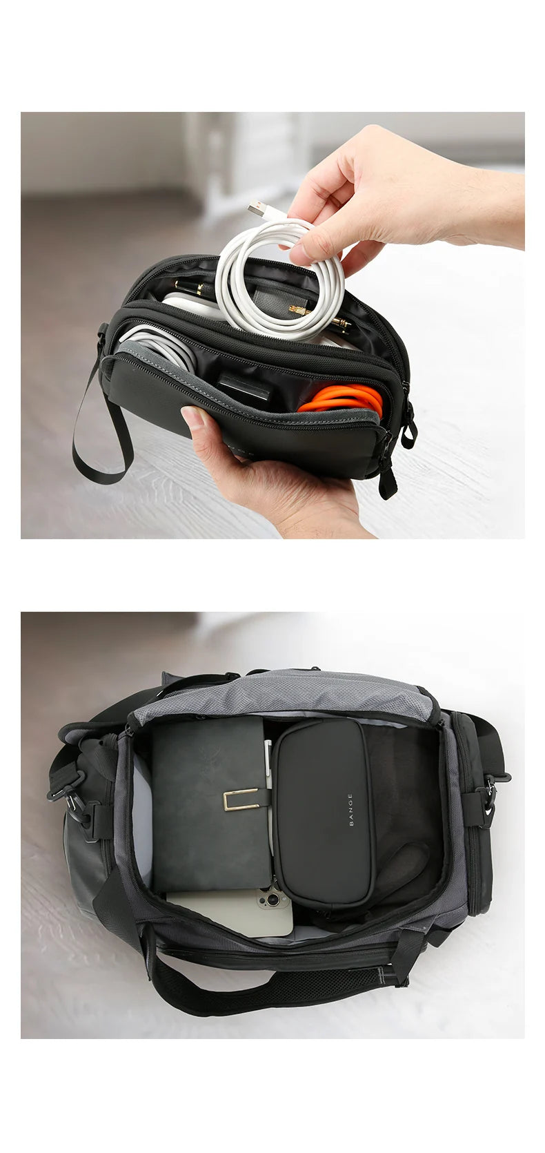 BANGE Minimalist Dual-Layer Waterproof & Tangle-Free Cable Organizer Travel Organizer product image 16