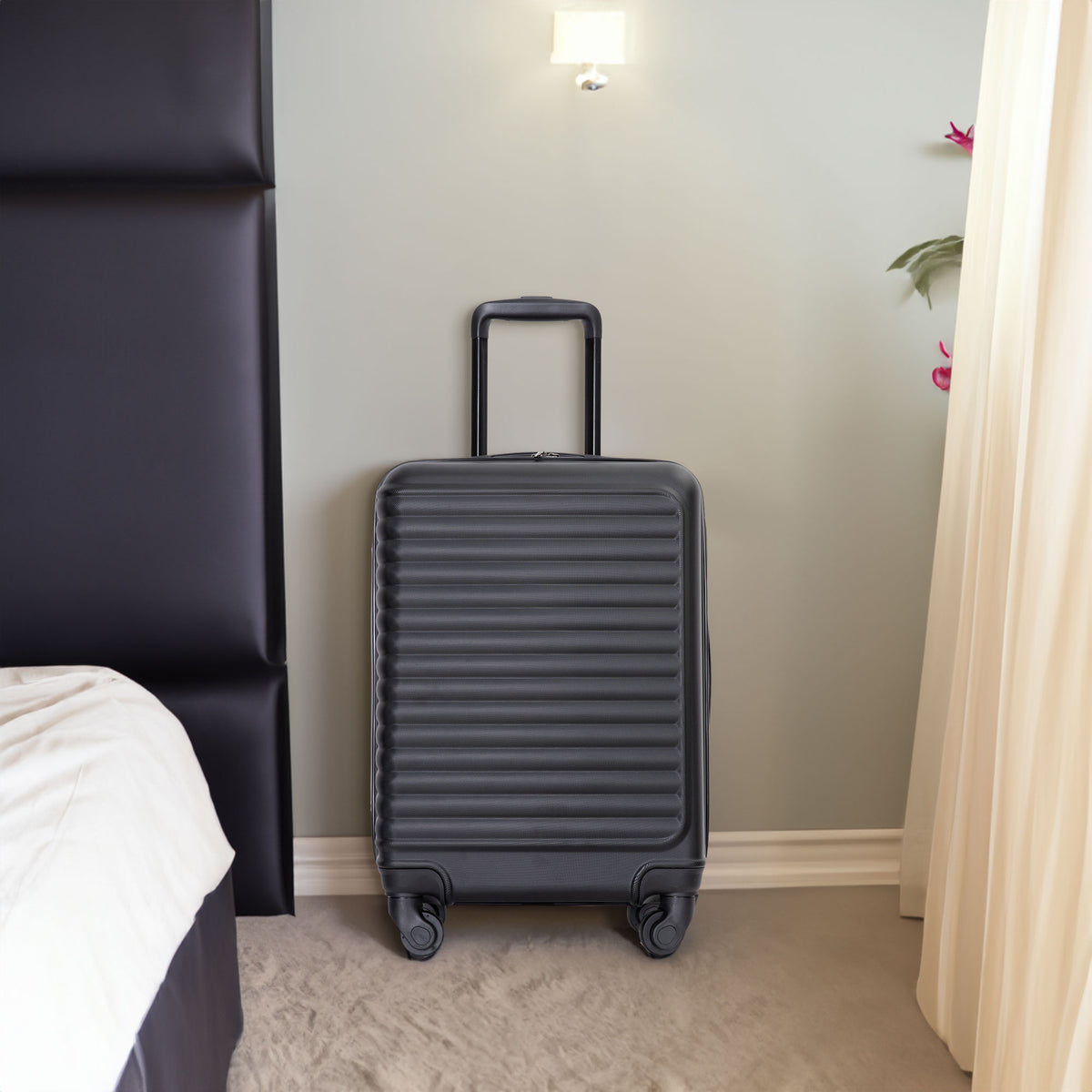 20" Carry on Luggage Lightweight Suitcase, Spinner Wheels, Black product image 2