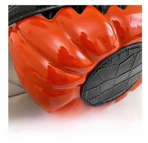 Pumpkin Shape Halloween Crossbody Bag Glossy Pvc Jack O Lantern Face Top Handle Handbag For Women