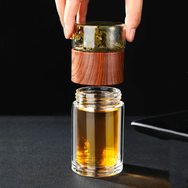 230ml Double-Wall Glass Travel Tea Mug