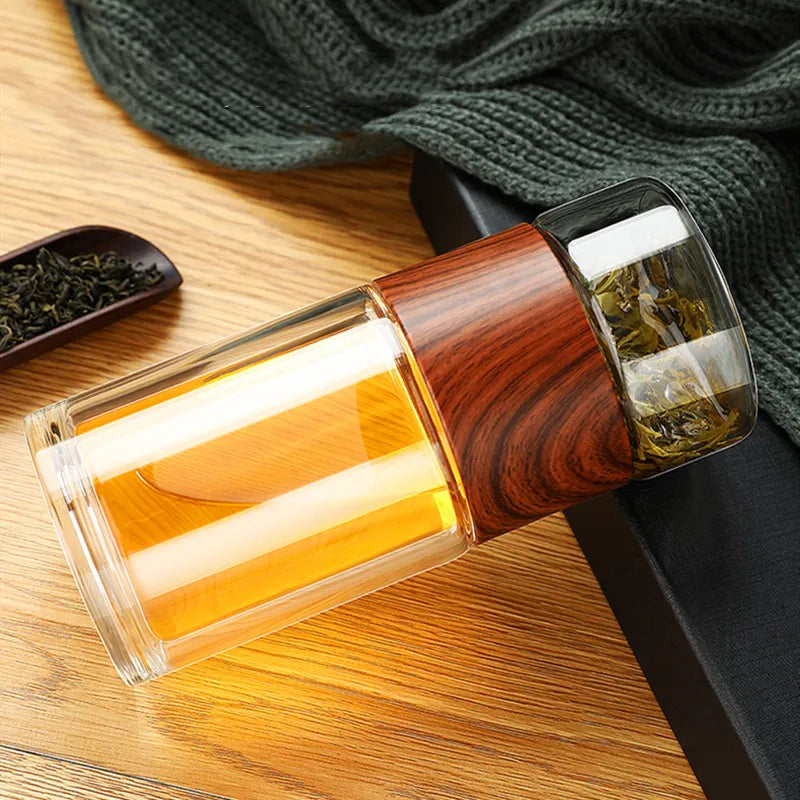 230ml Double-Wall Glass Travel Tea Mug