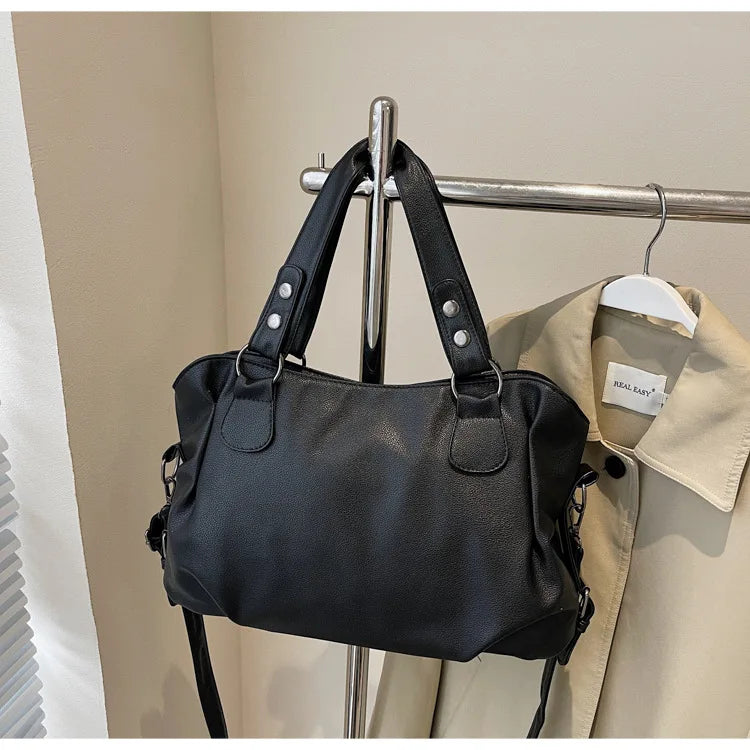 Textured Faux-Leather Convertible Bag with Zip Top