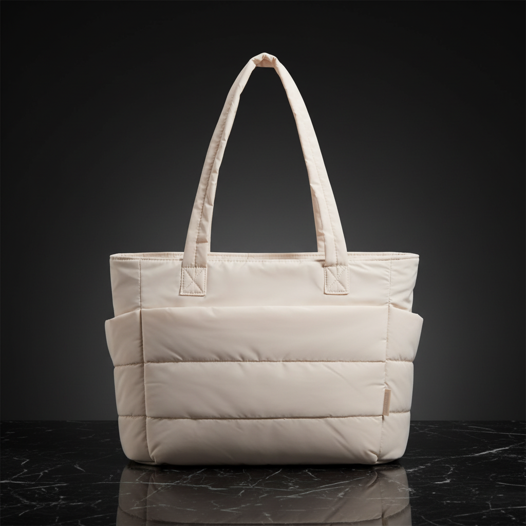 Beige padded tote