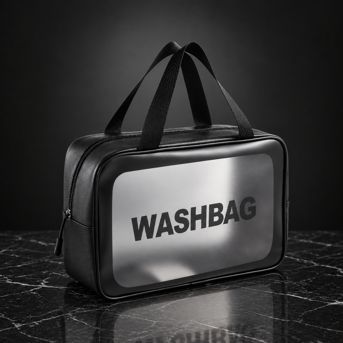 Black Large frosted travel wash bag