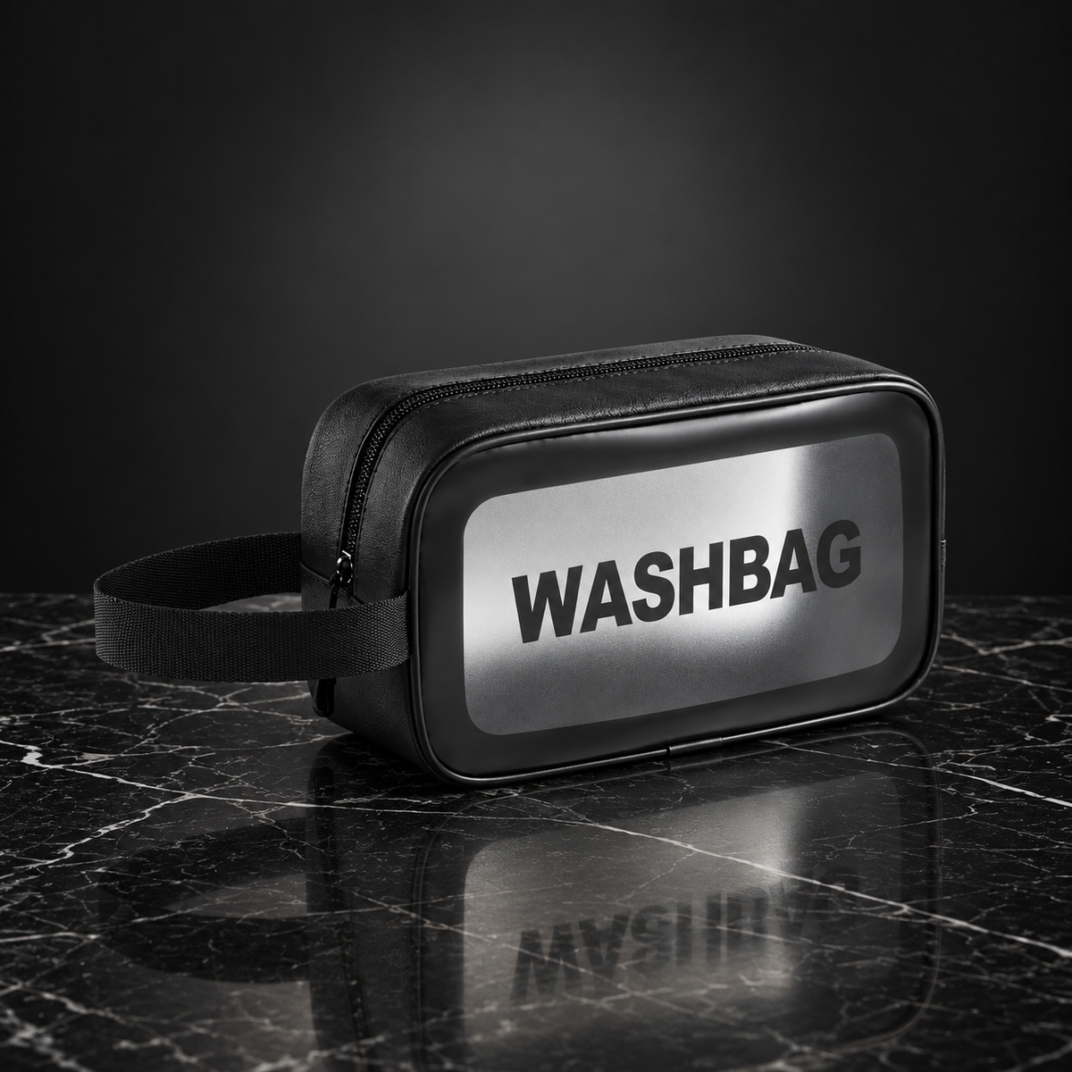 Black Medium frosted travel wash bag