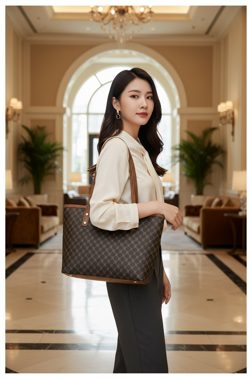 Dark tote hotel lifestyle