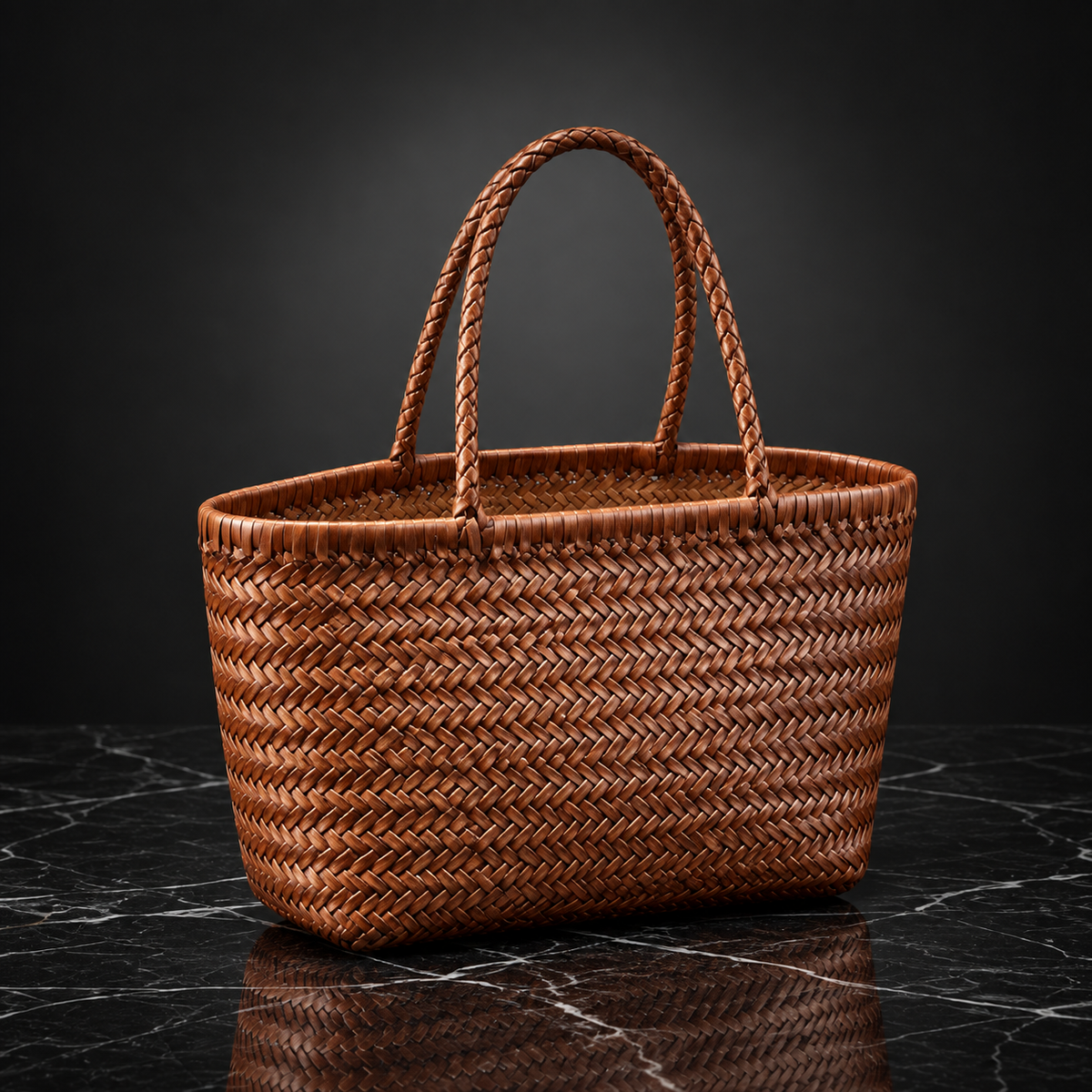 Weave Genuine Leather Hand Basket Handbags main product image