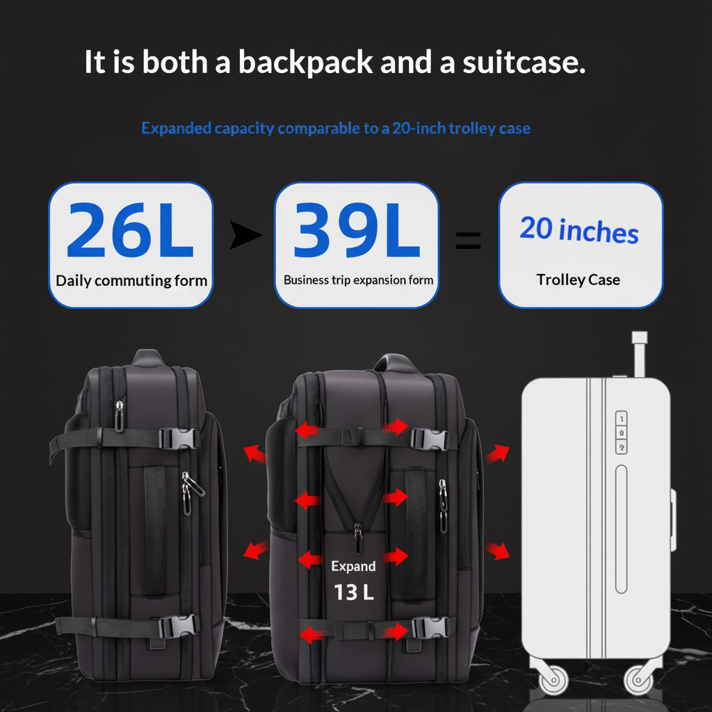 Expandable business laptop backpack preview 2