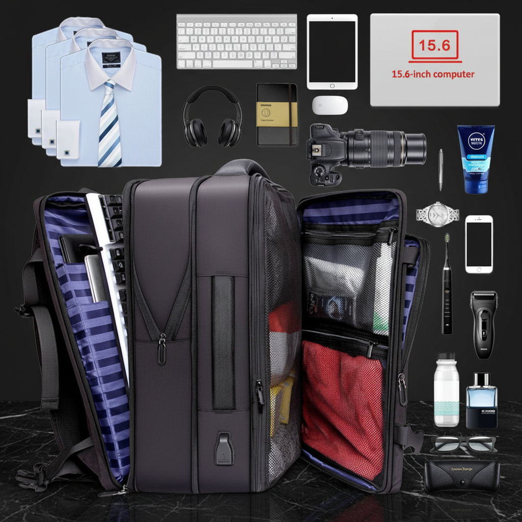 Expandable business laptop backpack preview 4