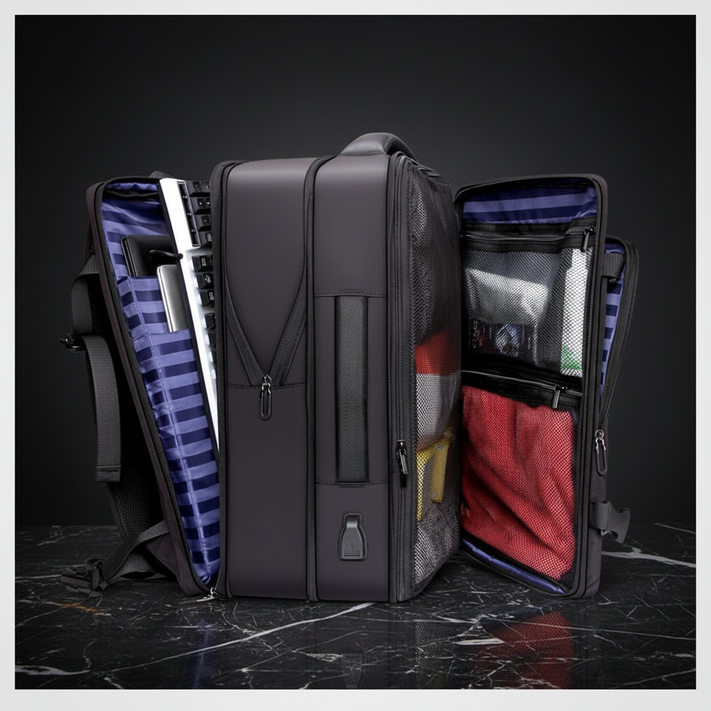 Expandable business laptop backpack preview 5