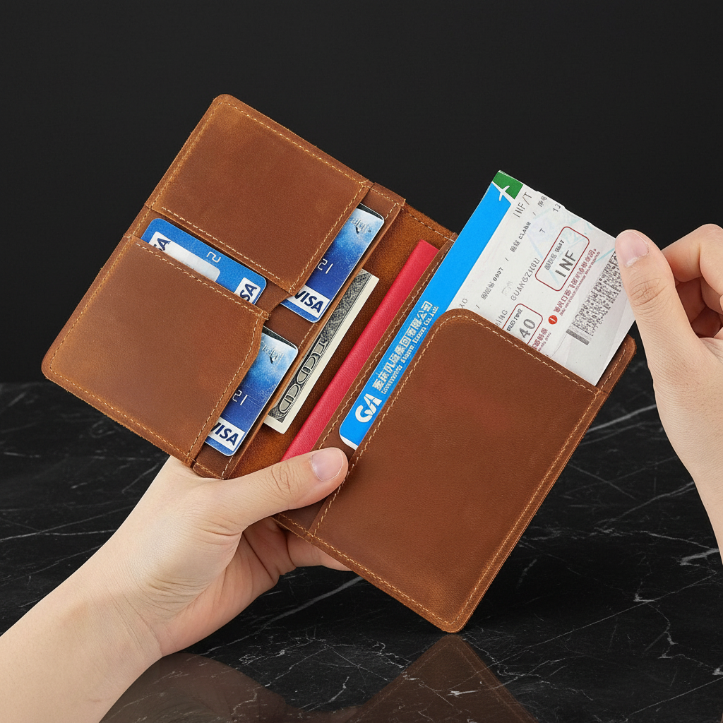 Genuine leather passport wallet preview 2