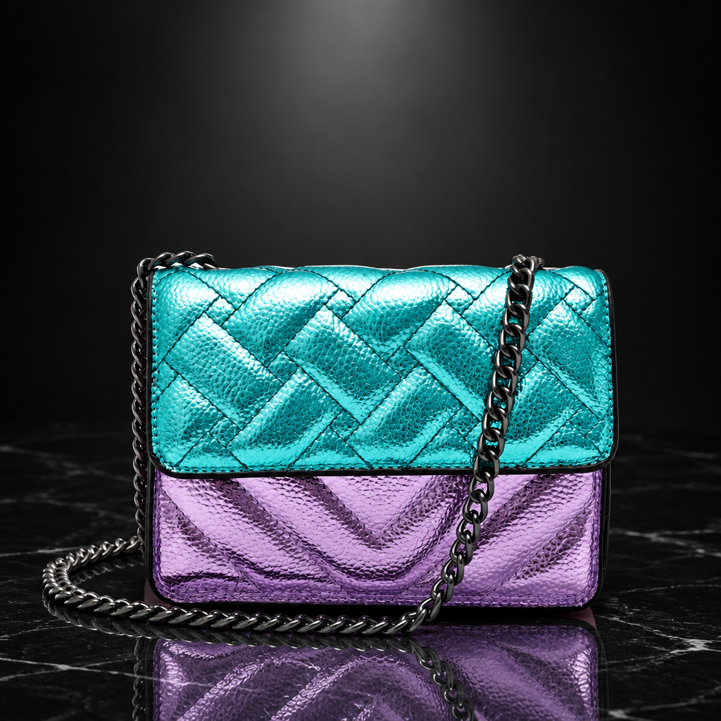 Metallic Patchwork Quilted Crossbody Bag