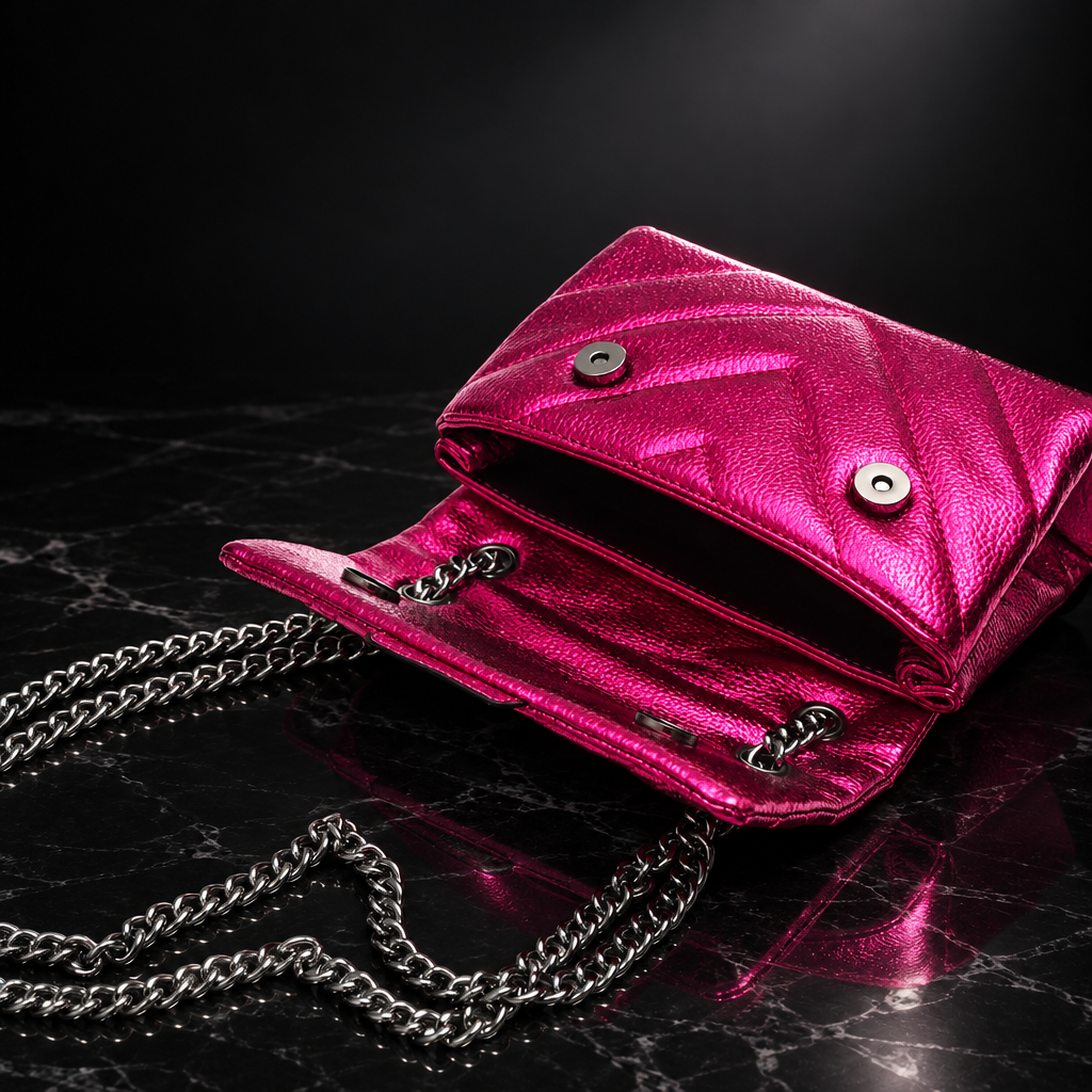 Quilted Metallic Flap Shoulder Bag