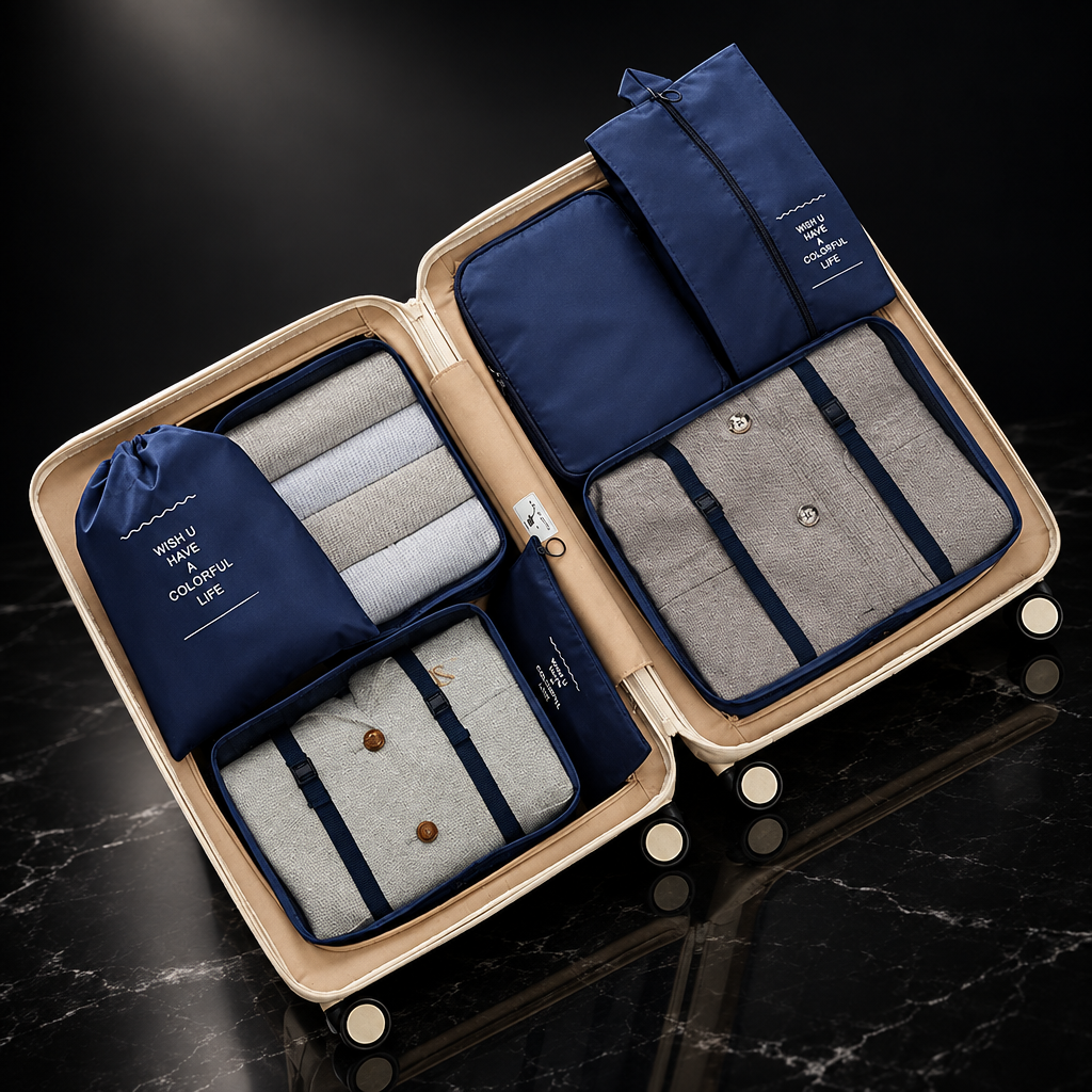 7-Piece Packing Cube Set with Shoe Bag