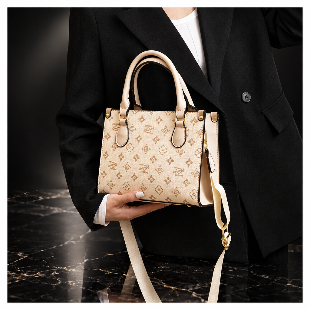 Retro Printed Convertible Handbag