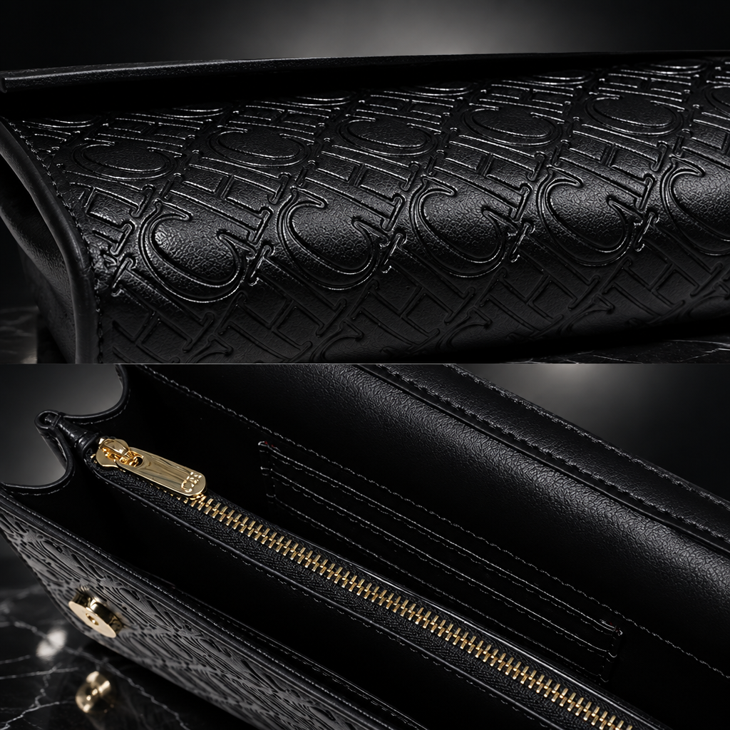Faux Leather Chain-Strap Clutch Bag