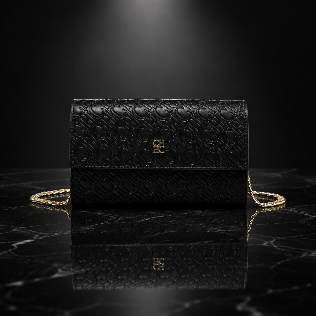 Faux Leather Chain-Strap Clutch Bag
