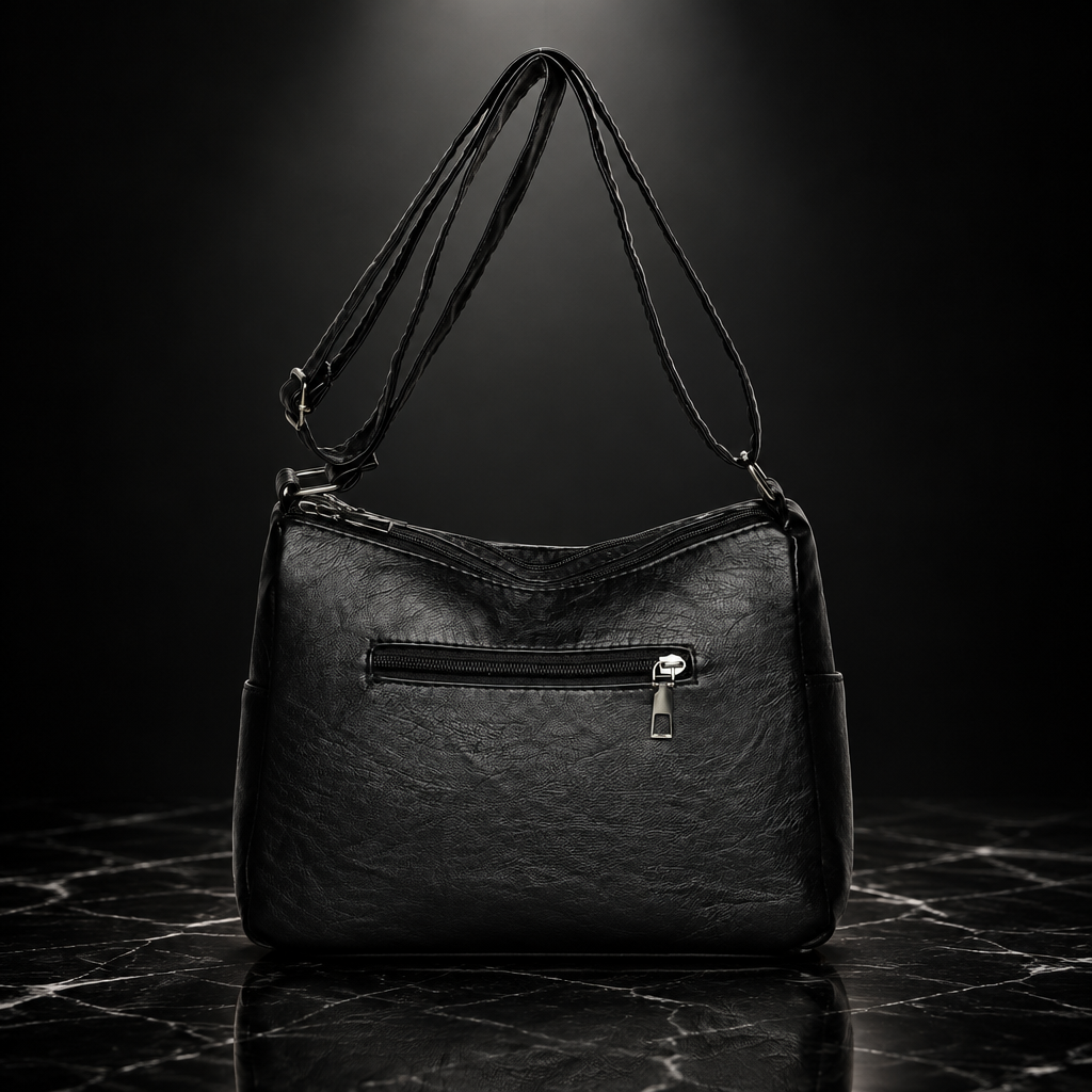 Multi Pockets Faux Leather Shoulder Bag