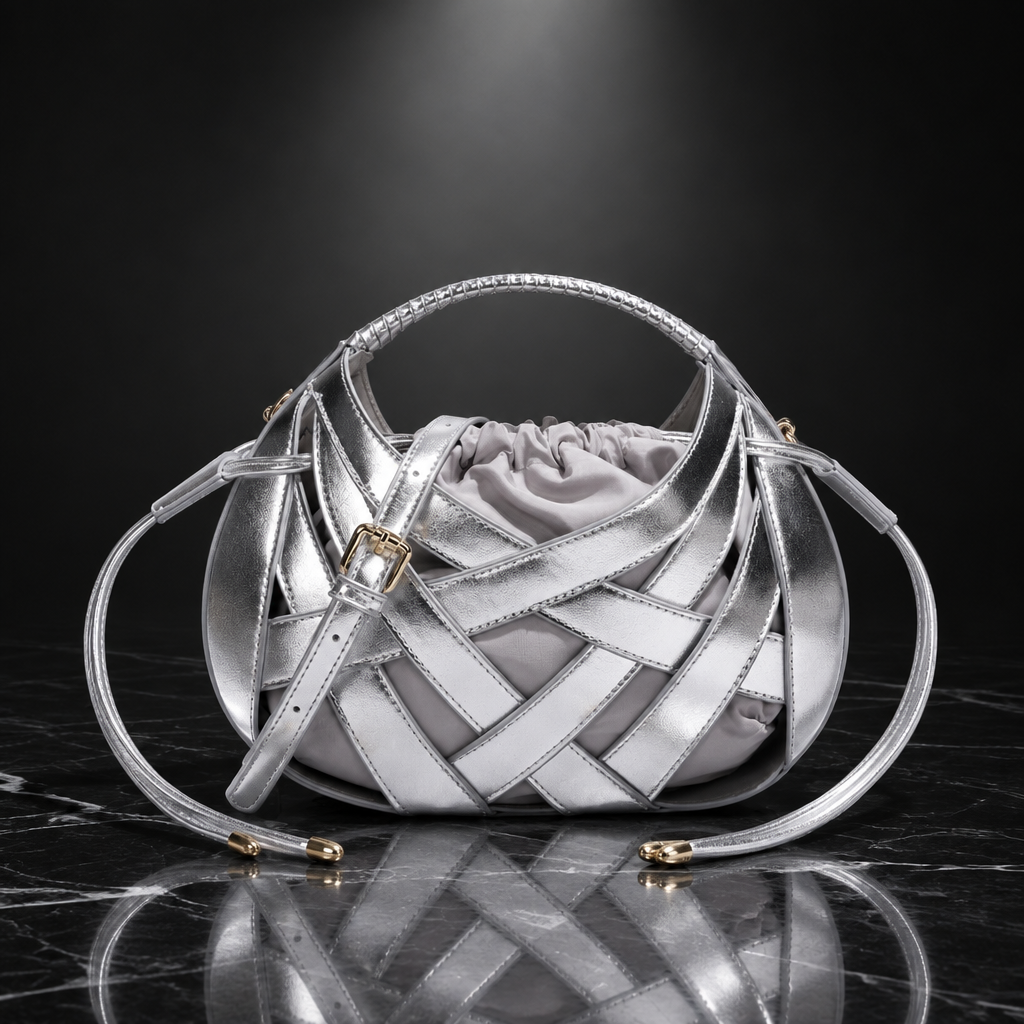 Faux-Leather Drawstring Handbag