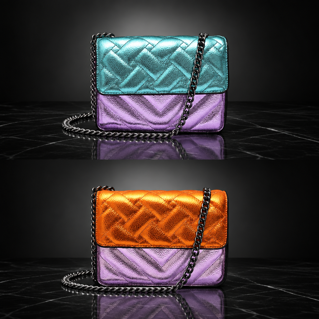Metallic Patchwork Quilted Crossbody Bag