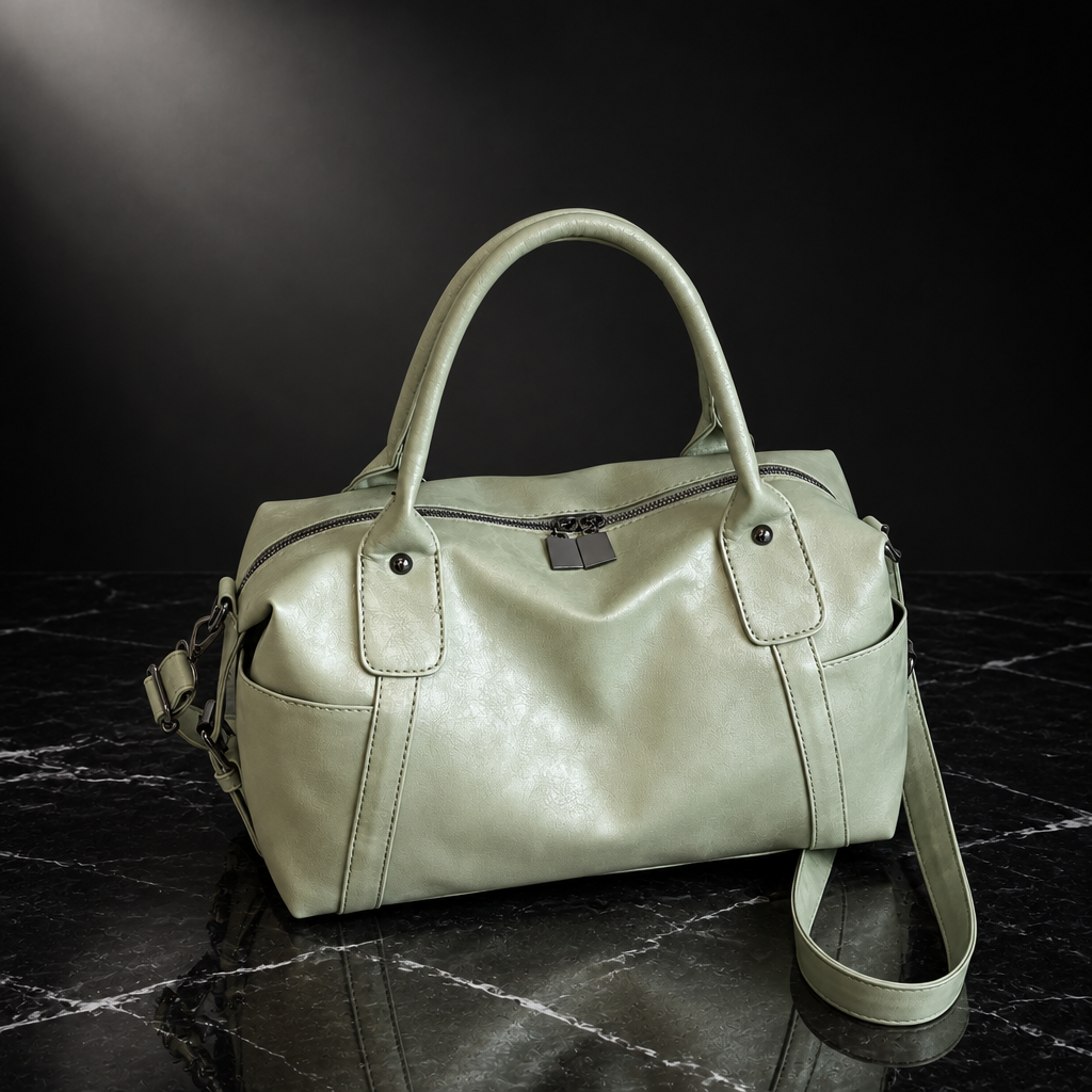 Ruched Bowling-Shape Vintage Tote