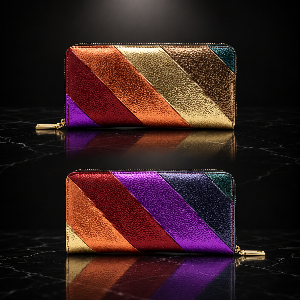 Metallic Striped Phone Wallet
