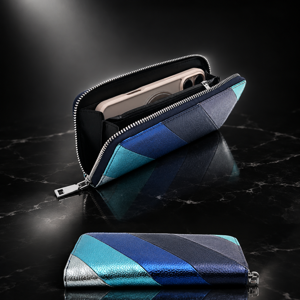 Metallic Striped Phone Wallet