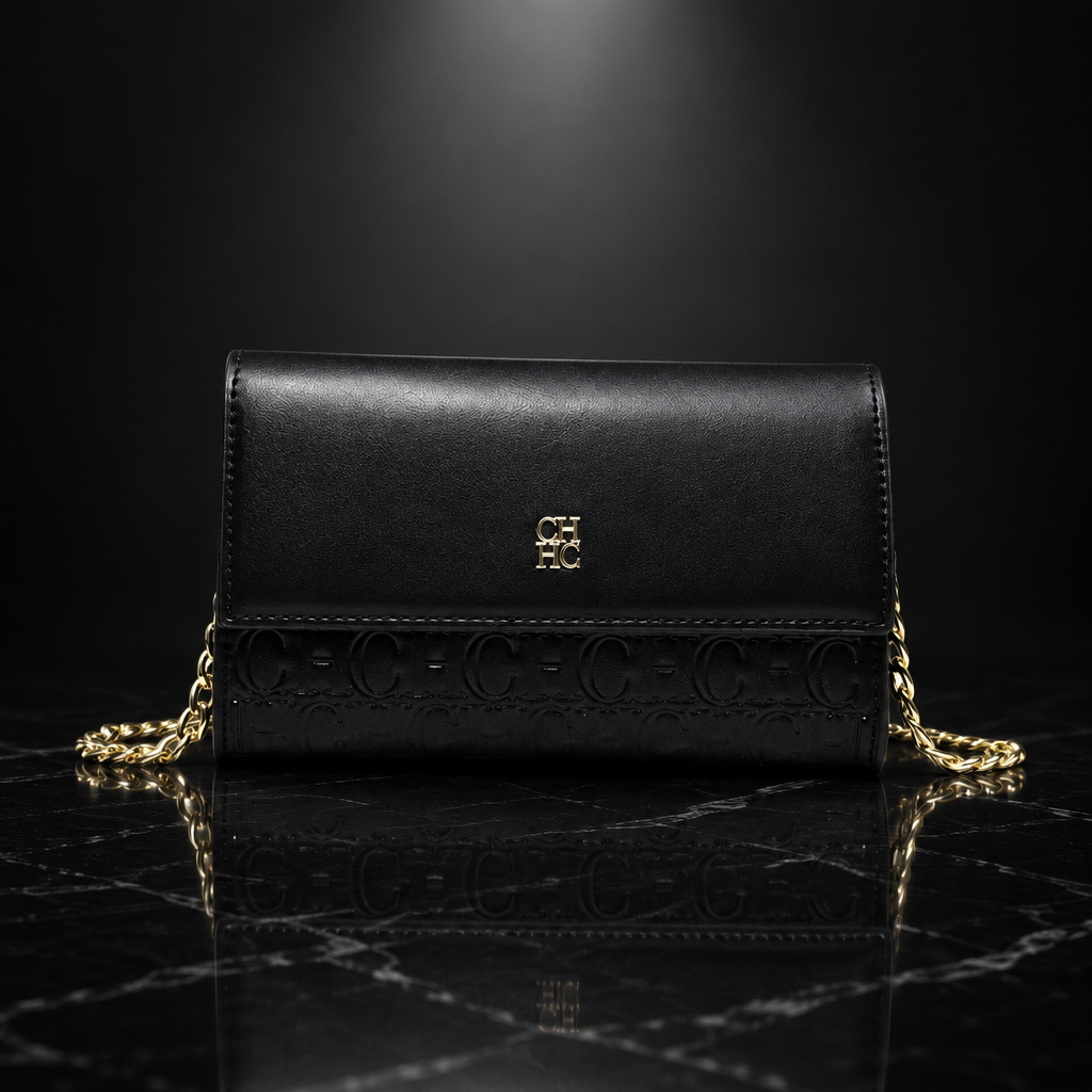 Faux Leather Chain-Strap Clutch Bag