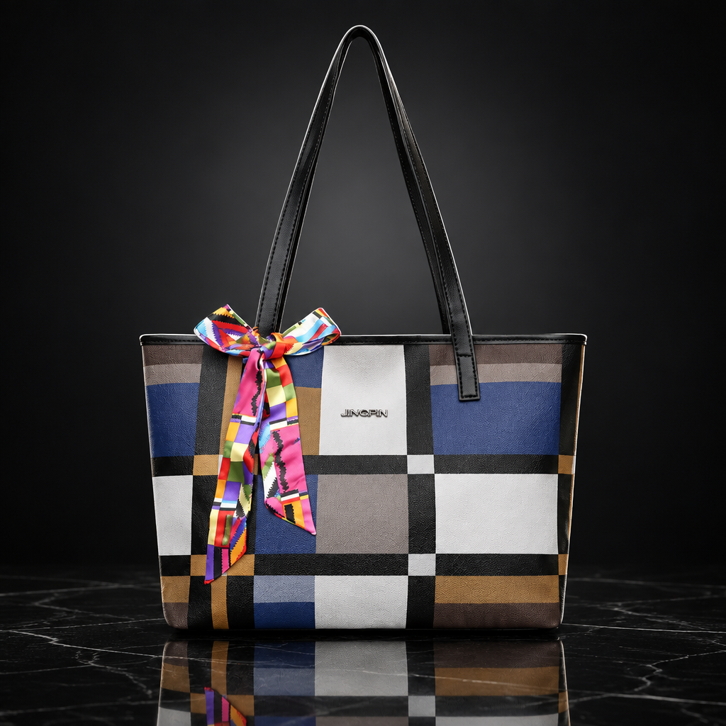 Plaid Print Large Capacity Tote Bag