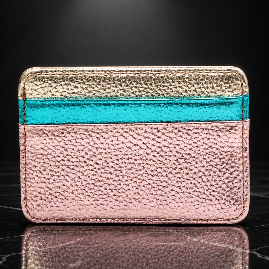 Faux Leather Metallic RFID-Blocking Wallet