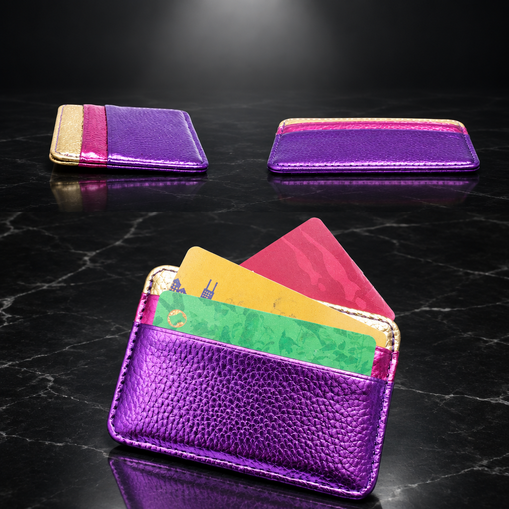 Faux Leather Metallic RFID-Blocking Wallet