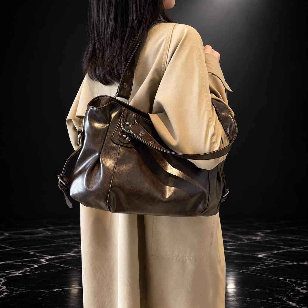 Oil Wax Leather Tote Bag with 3-Way Carry