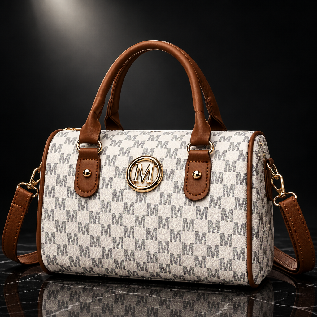 Faux Leather Alphabet Crossbody Bag