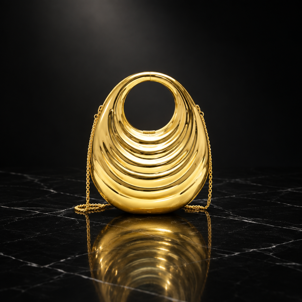 Glossy Shell-Shaped Chain Clutch