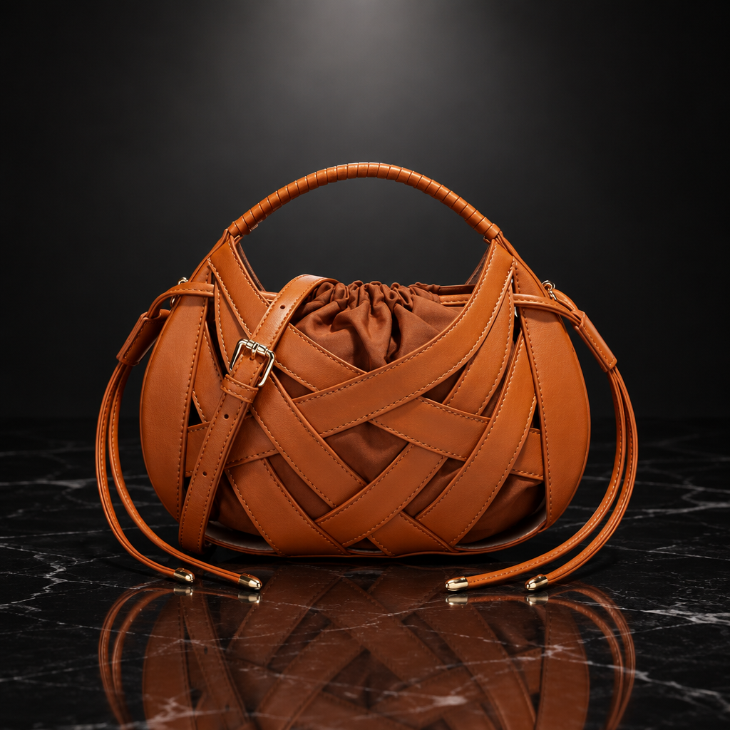 Faux-Leather Drawstring Handbag