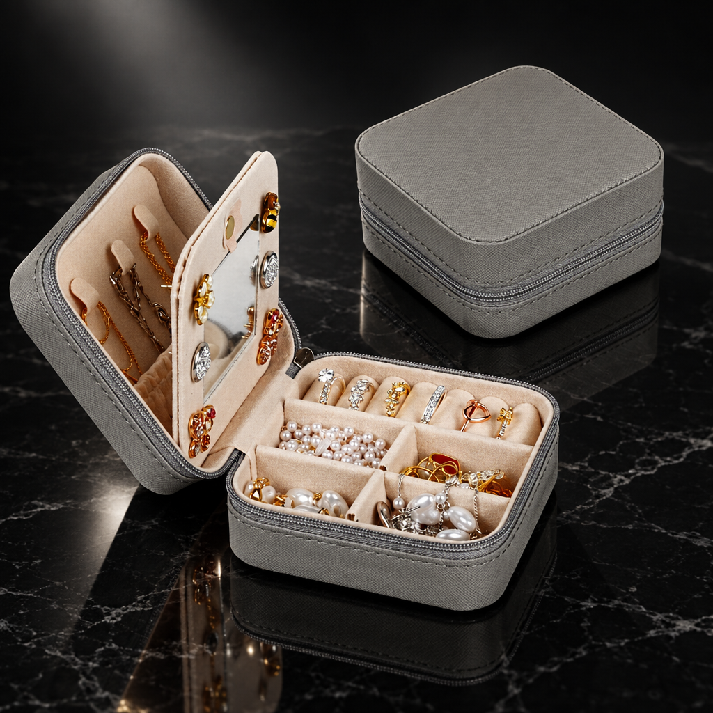 Portable Leather Jewelry Box