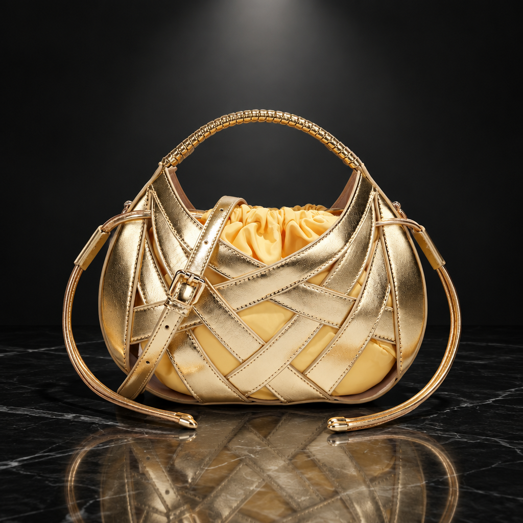 Faux-Leather Drawstring Handbag