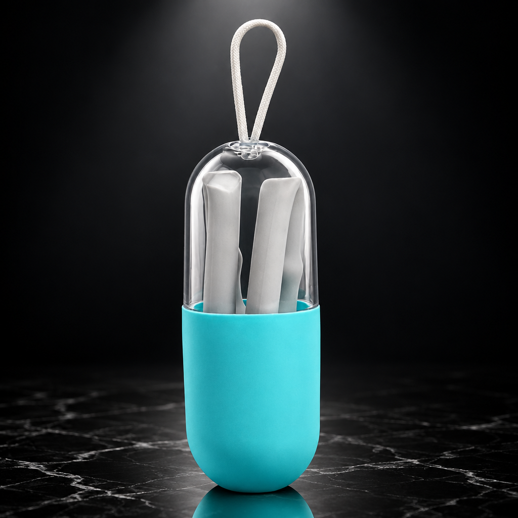 Collapsible Silicone Travel Straw with Case