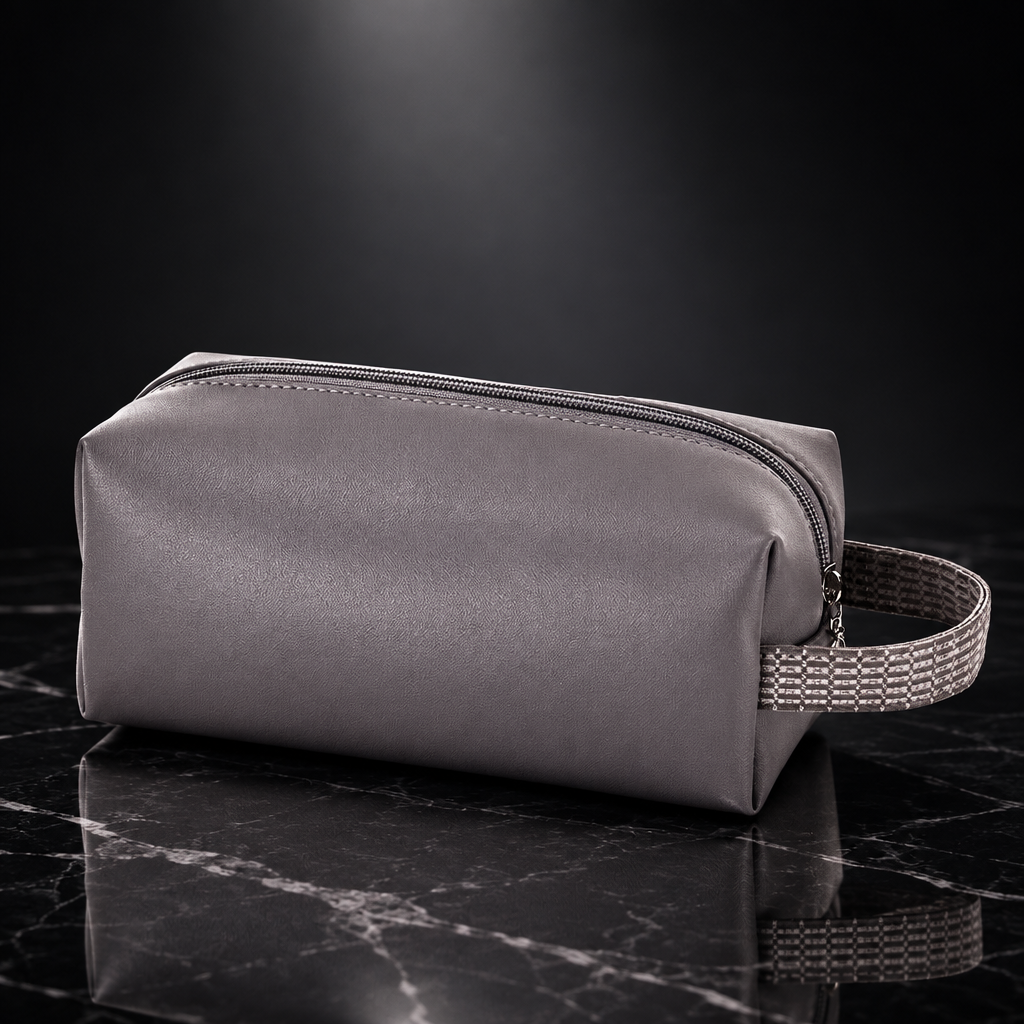 Faux Leather Travel Wash and Cosmetic Bag