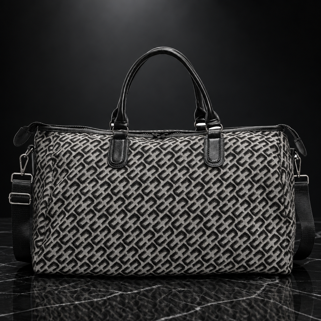 Letter-Print Oxford Carry-On Bag
