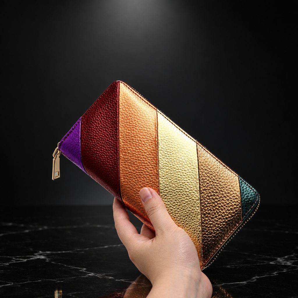 Metallic Striped Phone Wallet