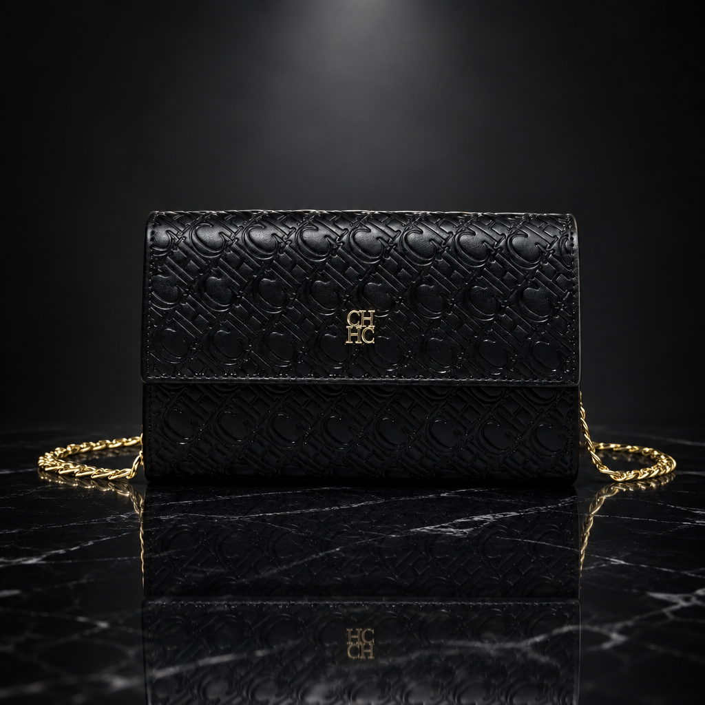 Faux Leather Chain-Strap Clutch Bag