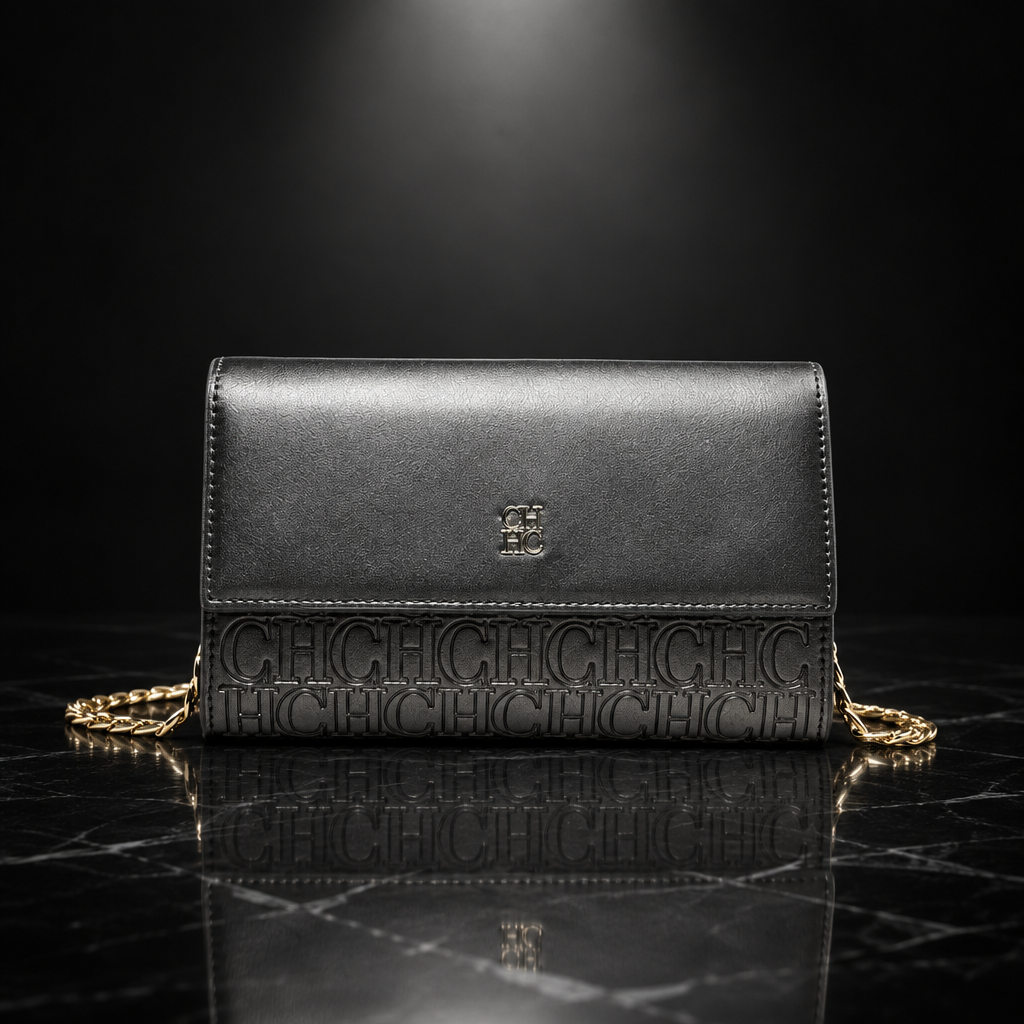 Faux Leather Chain-Strap Clutch Bag