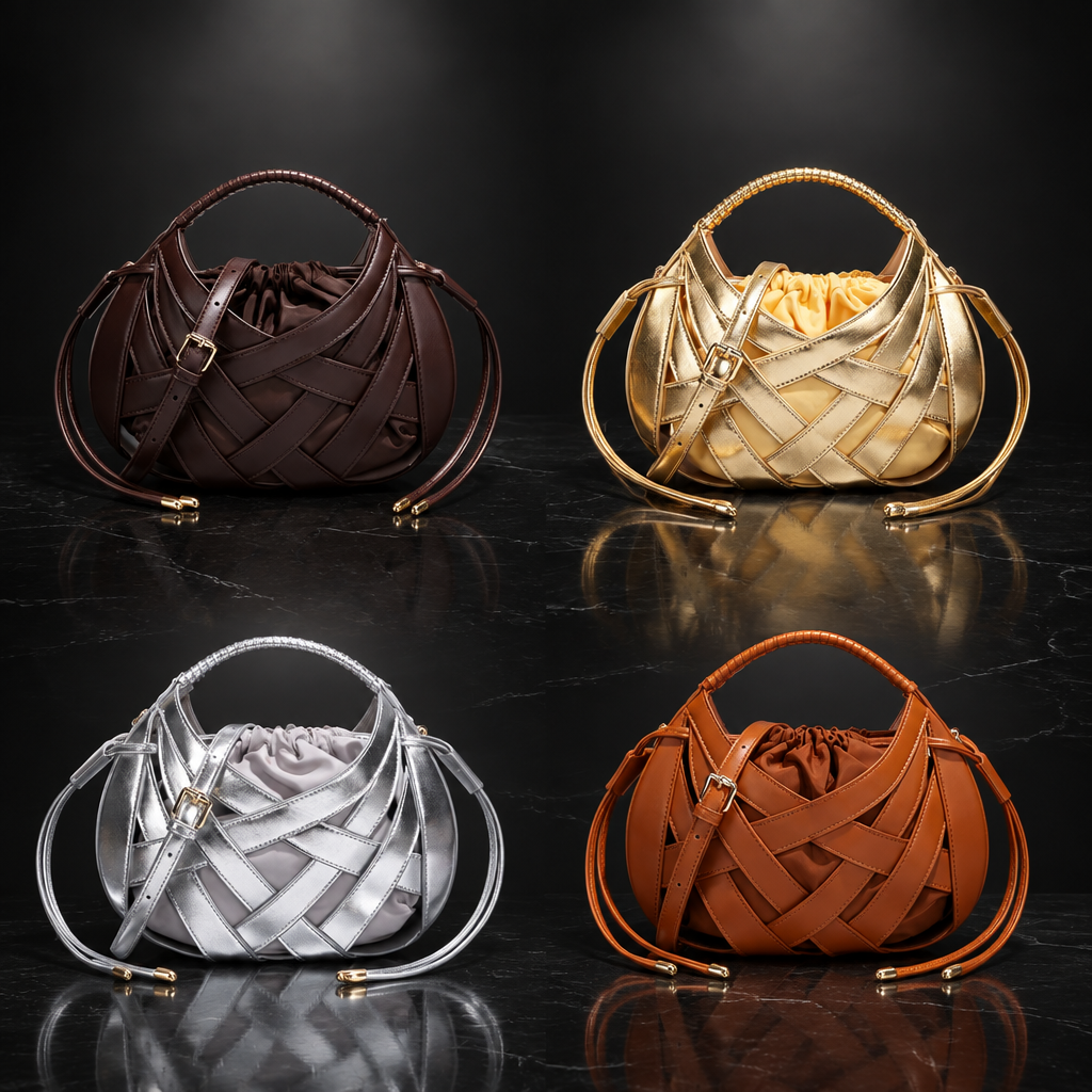 Faux-Leather Drawstring Handbag