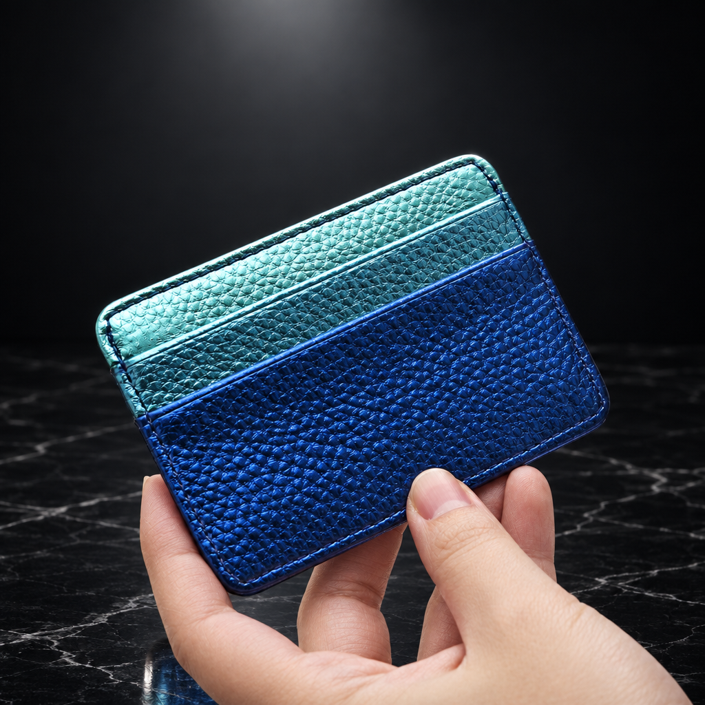 Faux Leather Metallic RFID-Blocking Wallet