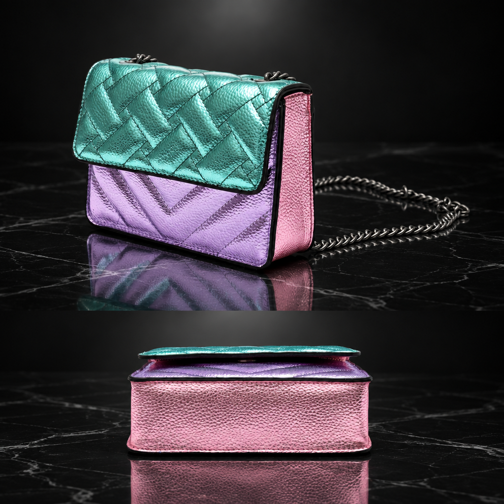 Metallic Patchwork Quilted Crossbody Bag