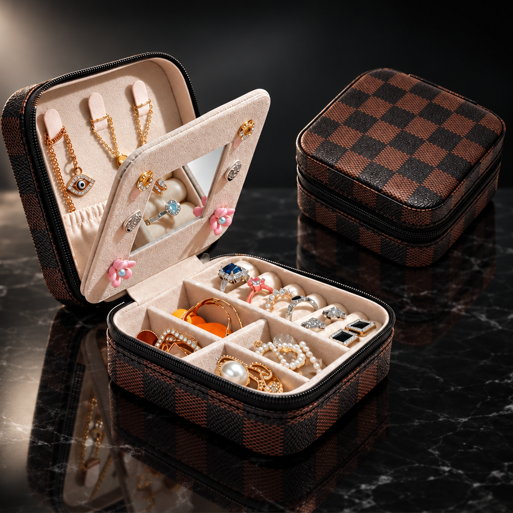 Portable Leather Jewelry Box