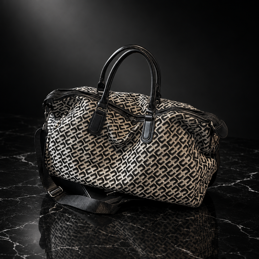 Letter-Print Oxford Carry-On Bag