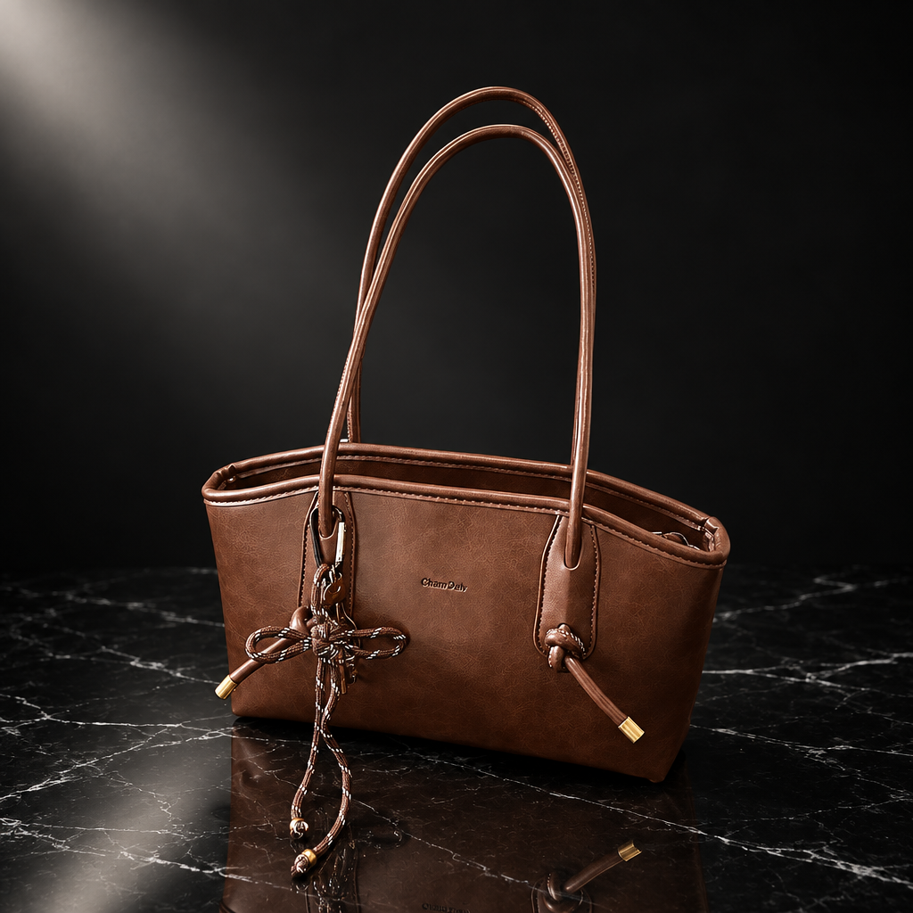 Tassel-Detail Vintage Faux-Leather Shoulder Bag