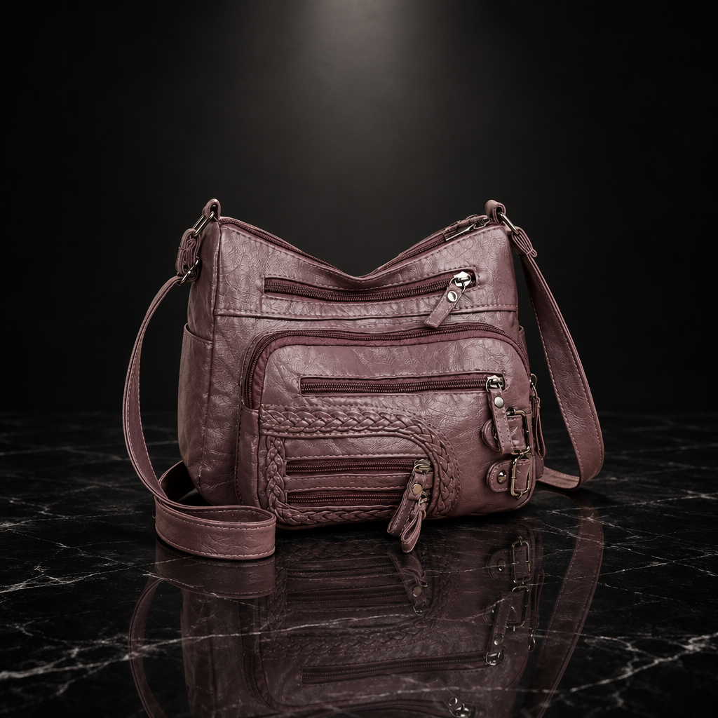 Multi Pockets Faux Leather Shoulder Bag